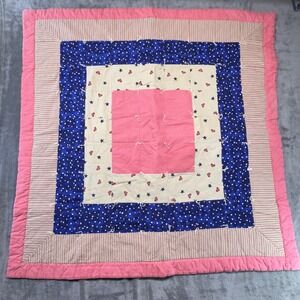 Handmade‎ Quilt Baby Blanket Stars Hearts Pink Blue Patchwork 36" x 36"